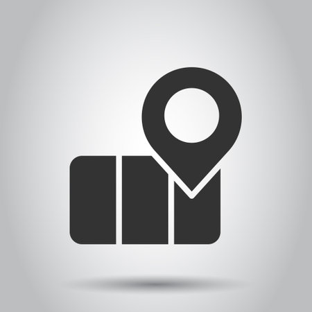 Map pin icon in flat style. gps navigation vector illustration on white isolated background. Locate position business concept.のイラスト素材