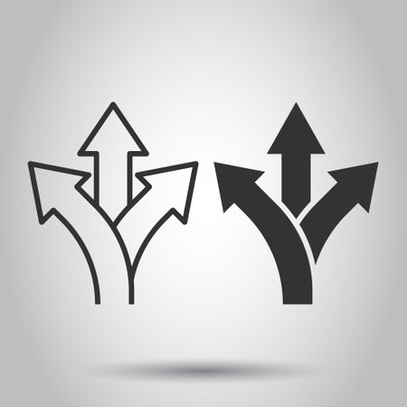 Crossroad icon in flat style. Road direction navigation vector illustration on white isolated background. Locate pin position business concept.のイラスト素材