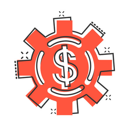 Money revenue icon in comic style. Dollar coin cartoon vector illustration on white isolated background. Finance structure splash effect business concept.のイラスト素材