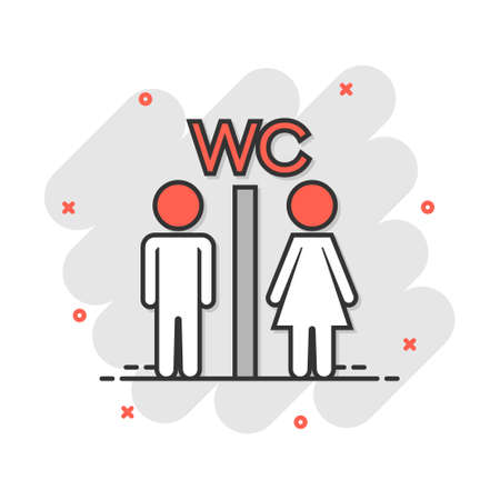 Vector cartoon man and woman icon in comic style. People sign illustration pictogram. WC toilet business splash effect concept.のイラスト素材