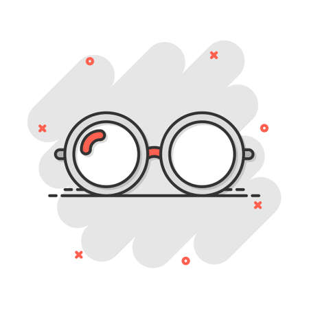 Vector cartoon sunglasses icon in comic style. Eyewear sign illustration pictogram. Sunglasses business splash effect concept.のイラスト素材