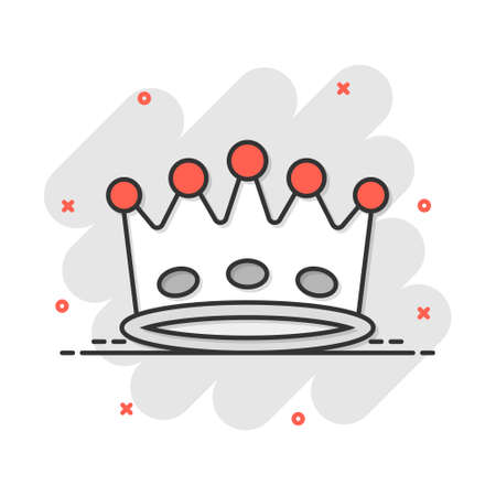 Vector cartoon crown diadem icon in comic style. Royalty crown illustration pictogram. King, princess royalty business splash effect concept.のイラスト素材