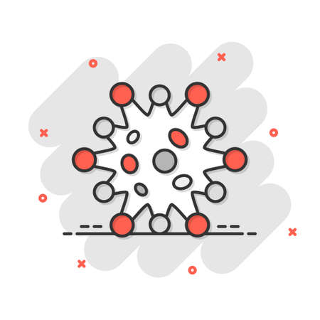 Disease bacteria icon in comic style. Allergy cartoon vector illustration on white isolated background. Microbe virus splash effect business concept.のイラスト素材