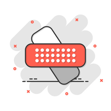 Bandage icon in flat style. Plaster vector illustration on white isolated background. First aid kit business concept.のイラスト素材