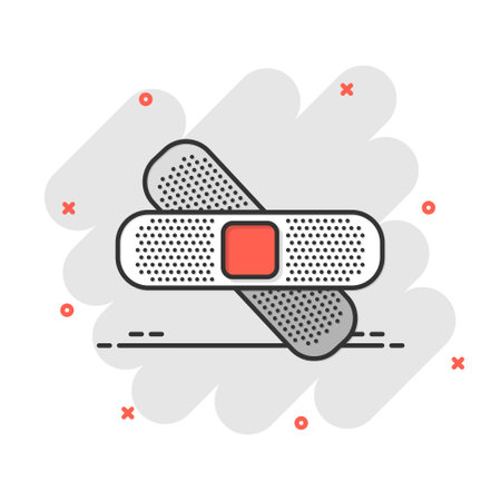 Bandage icon in flat style. Plaster vector illustration on white isolated background. First aid kit business concept.のイラスト素材