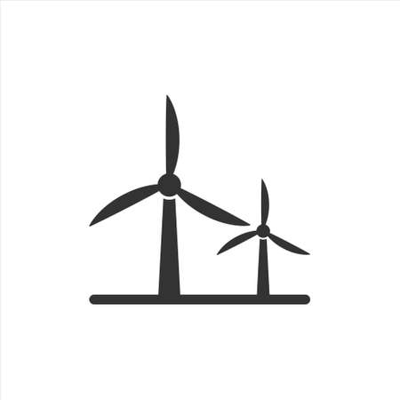 Wind power plant icon in flat style. Turbine vector illustration on white isolated background. Air energy sign business concept.のイラスト素材