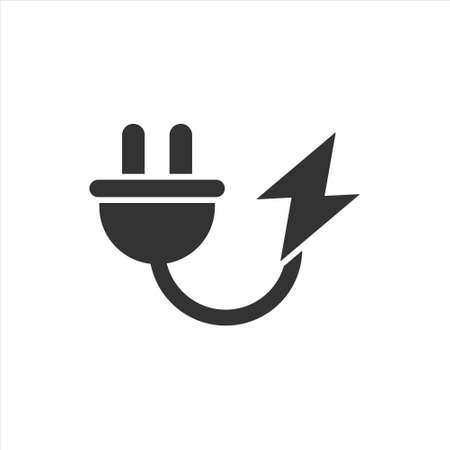 Electric plug icon in flat style. Power adapter vector illustration on white isolated background. Electrician sign business concept.のイラスト素材