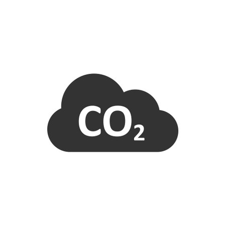 Co2 emission icon in flat style. Cloud disaster vector illustration on white isolated background. Environment sign business concept.のイラスト素材