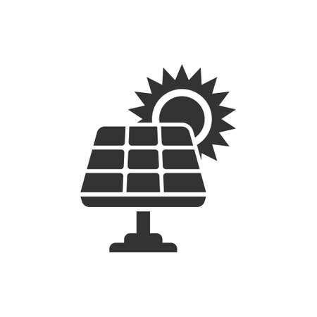 Solar panel icon in flat style. Ecology energy vector illustration on white isolated background. Electrician sign business concept.のイラスト素材
