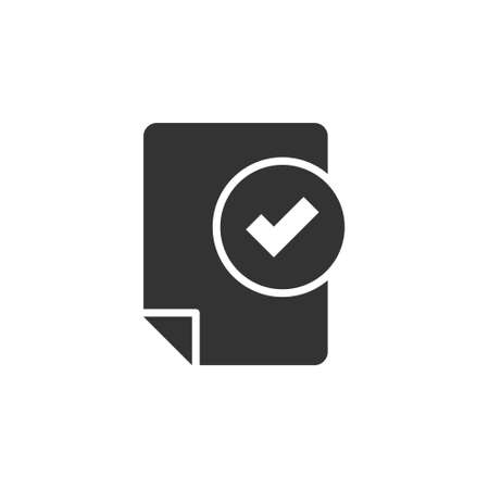 Document checklist icon in flat style. Report vector illustration on white isolated background. Paper sheet business concept.のイラスト素材