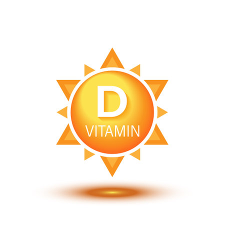 Vitamin D icon in flat style. Chemical supplement vector illustration on white isolated background. Pharmacy sign business concept.のイラスト素材