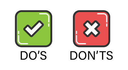 Do and Don't icon in flat style. Yes, no vector illustration on white isolated background. Positive, negative sign business concept.のイラスト素材