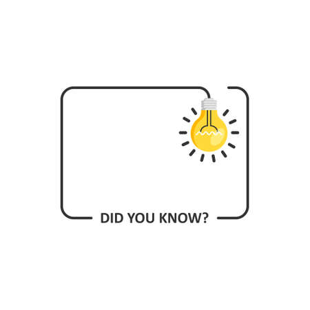 Did you know icon in flat style. Banner with frame and bulb vector illustration on white isolated background. Explanation sign business concept.のイラスト素材