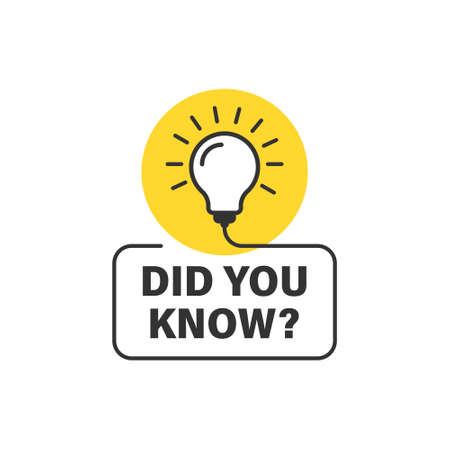Did you know icon in flat style. Banner with frame and bulb vector illustration on white isolated background. Explanation sign business concept.のイラスト素材
