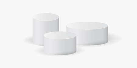 Cylinder template icon in flat style. Stand podium vector illustration on white isolated background. Gallery platform sign business concept.のイラスト素材