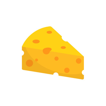 Cheese slice icon in flat style. Milk food vector illustration on isolated background. Breakfast sign business concept.のイラスト素材