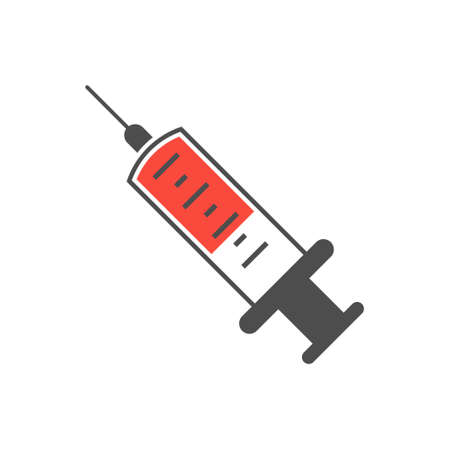 Syringe icon in flat style. virus vaccine injects vector illustration on isolated background.のイラスト素材