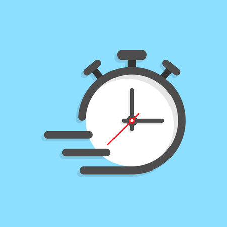 Clock icon in flat style. Time vector illustration on isolated background. Quick service time sign...