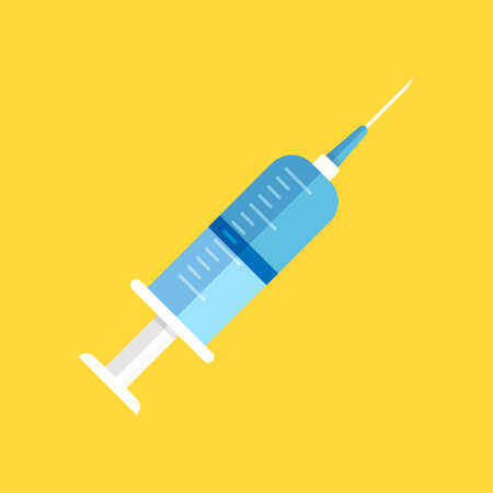 Syringe icon in flat style. virus vaccine injects vector illustration on isolated background.のイラスト素材
