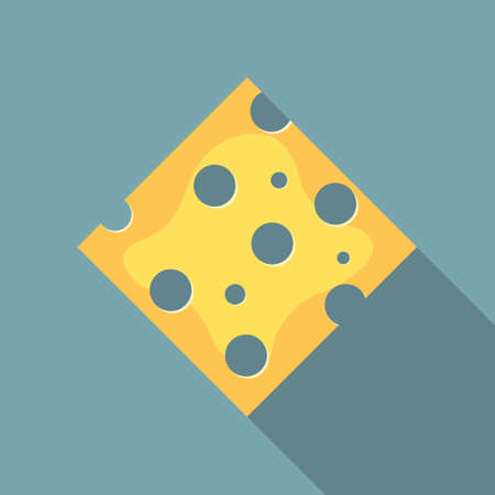 Cheese slice icon in flat style. Milk food vector illustration on isolated background. Breakfast sign business concept.のイラスト素材
