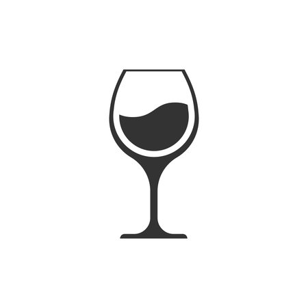 Wine glass icon in flat style. Champagne beverage vector illustration on isolated background. Cocktail drink sign business concept.のイラスト素材