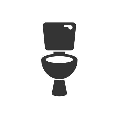 Toilet bowl icon in flat style. Hygiene vector illustration on isolated background. WC restroom sign business concept.のイラスト素材