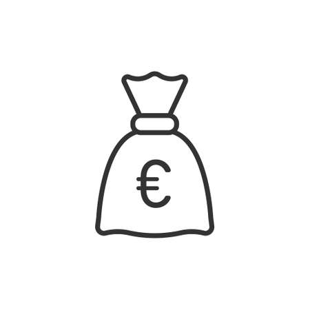 Money bag icon in flat style. Moneybag vector illustration on isolated background. Coin sack sign business concept.のイラスト素材