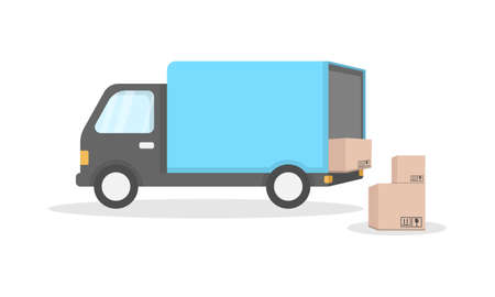 Shipping fast icon in flat style. Delivery truck vector illustration on isolated background. Express logistic sign business concept.のイラスト素材