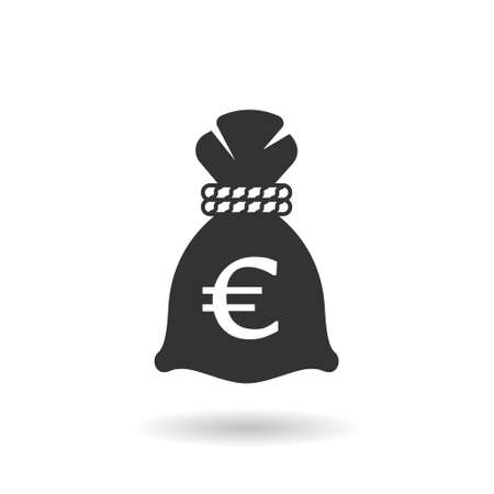 Money bag icon in flat style. Moneybag vector illustration on isolated background. Coin sack sign business concept.のイラスト素材