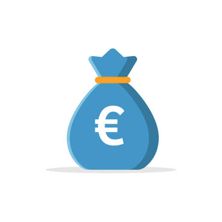 Money bag icon in flat style. Moneybag vector illustration on isolated background. Coin sack sign business concept.のイラスト素材