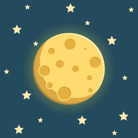 Planet in space in flat style. Moon and stars vector illustration on isolated background. Astronomy sign business concept.のイラスト素材