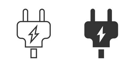 Electric plug icon in flat style. Power adapter vector illustration on white isolated background. Electrician sign business concept.のイラスト素材