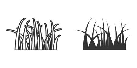 Grass icon in flat style. Eco lawn vector illustration on white isolated background. Floral garden business concept.のイラスト素材