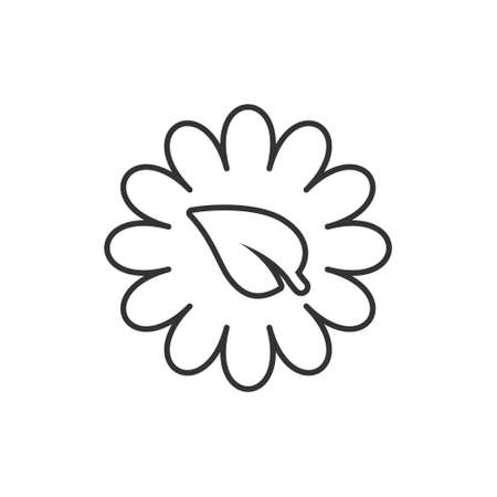 Leaf and chamomile icon in flat style. Flower with plant vector illustration on white isolated background. Eco power sign business concept.のイラスト素材