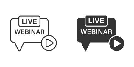 Live webinar icon in flat style. Online training vector illustration on isolated background. Conference stream sign business concept.のイラスト素材