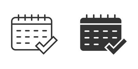 Calendar icon in flat style. Agenda vector illustration on white isolated background. Schedule planner business concept.のイラスト素材