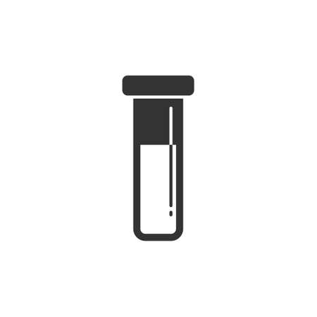 Blood in test tube icon in flat style. Laboratory flask vector illustration on isolated background. Liquid in beaker sign business concept.のイラスト素材