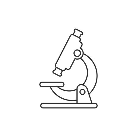 Microscope icon in flat style. Laboratory magnifier vector illustration on isolated background....