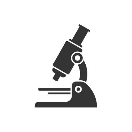 Microscope icon in flat style. Laboratory magnifier vector illustration on isolated background. Biology instrument sign business concept.のイラスト素材