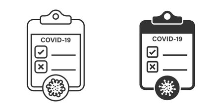 Coronavirus test icon in flat style. covid-19 vector illustration on isolated background. Medical diagnostic sign business concept.のイラスト素材