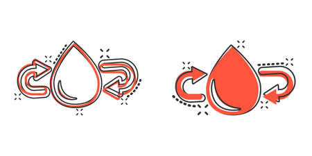 Water drop icon in comic style. Droplet cartoon vector illustration on white isolated background. Recycle splash effect sign business concept.のイラスト素材