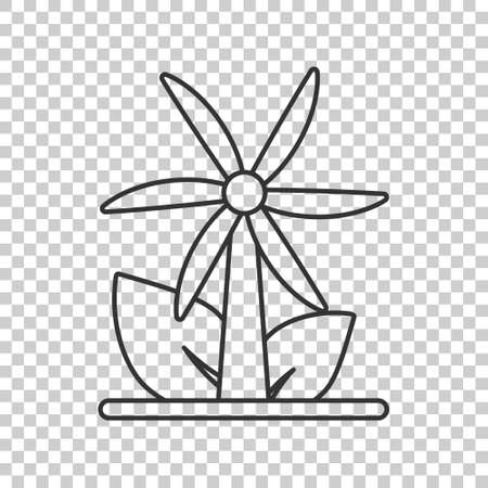 Eco energy icon in flat style. Leaf wind power plant vector illustration on white isolated background. Electrician sign business concept.のイラスト素材