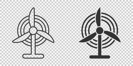 Wind power plant icon in flat style. Turbine vector illustration on white isolated background. Air energy sign business concept.のイラスト素材