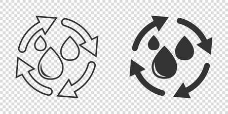 Water drop icon in flat style. Blob recycle vector illustration on white isolated background. Ecology sign business concept.のイラスト素材