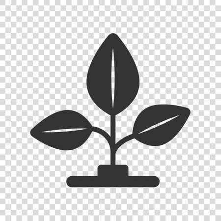 Leaf icon in flat style. Plant vector illustration on white isolated background. Flower sign business concept.のイラスト素材