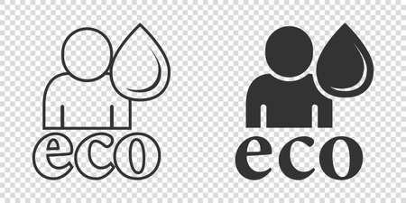 People healthy life icon in flat style. Water drop vector illustration on white isolated background. Organic ecosystem sign business concept.のイラスト素材