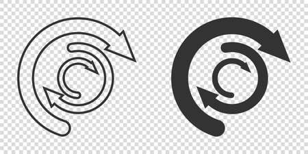 Arrow cycle icon in flat style. Recycle eco vector illustration on white isolated background. Balance business concept.のイラスト素材