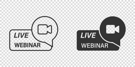 Live webinar icon in flat style. Online training vector illustration on isolated background. Conference stream sign business concept.のイラスト素材