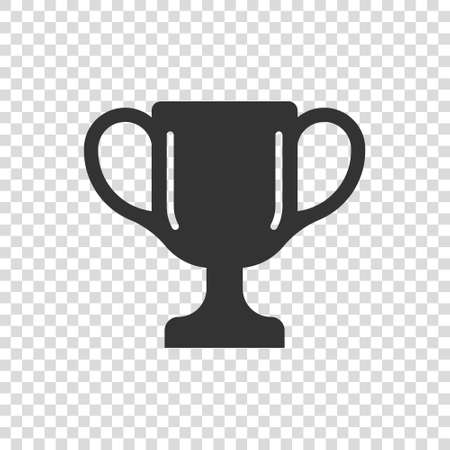 Trophy cup icon in flat style. Goblet prize vector illustration on isolated background. Award sign business concept.のイラスト素材