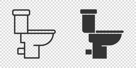 Toilet bowl icon in flat style. Hygiene vector illustration on isolated background. WC restroom sign business concept.のイラスト素材